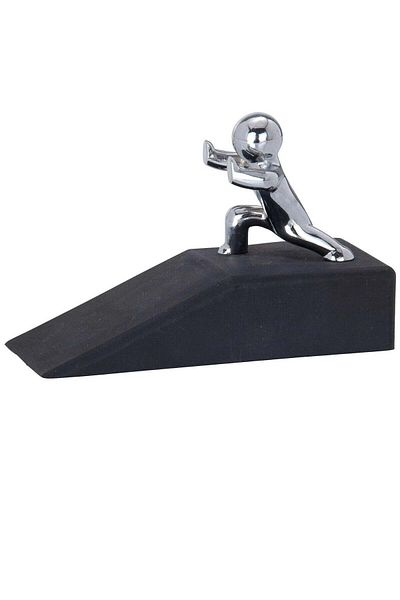 Generic Vitacelli Premium Quality Hercules Doorstop Rubber/Steel, Black/Chrome
