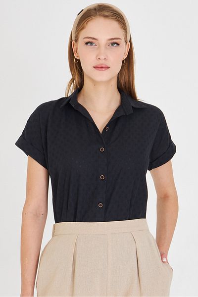 armonika Women's Anthracite Short Sleeve Shirt Arm-25Y001060