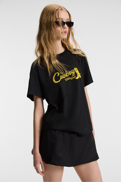 GRIMELANGE RIVELA Γυναικείο 100% βαμβακερό μπλουζάκι με κοντό μανίκι με στάμπα με κανονική εφαρμογή