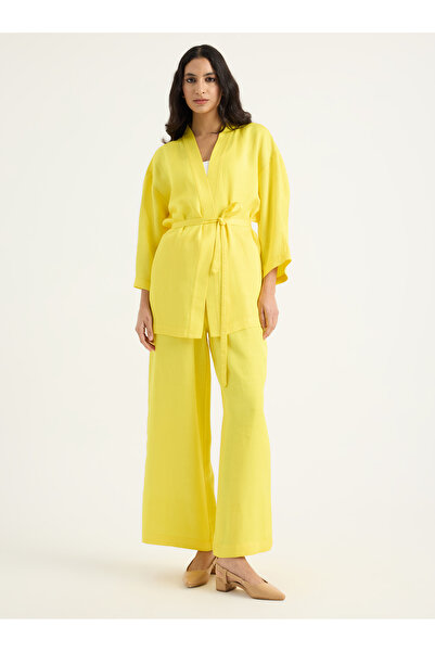 Store Wf Yellow Linen Kimono Set