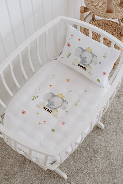 Messido %100 Pamuk Saten Baskılı Desenli Anne Yanı Beşik Nevresim Takımı 60x100 cm M-002