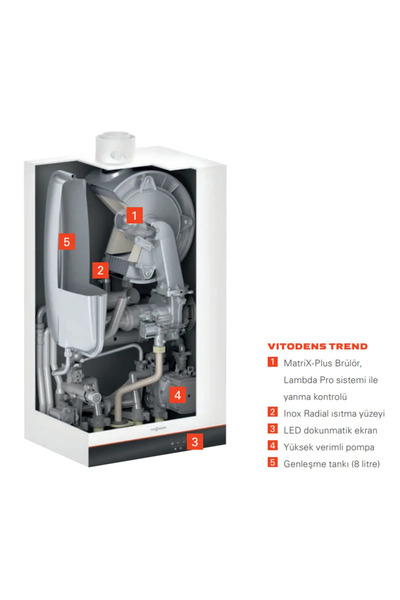 Viessmann Vitodens Trend 25/29 Kw Tam Yoğuşmalı Kombi (Baca Dahil)+(Kablosuz Oda Termostatı Hediyeli)