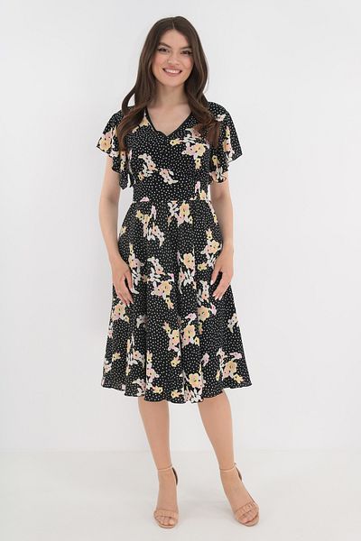 Vanessa Line RO Black wrap dress with pink flowers
