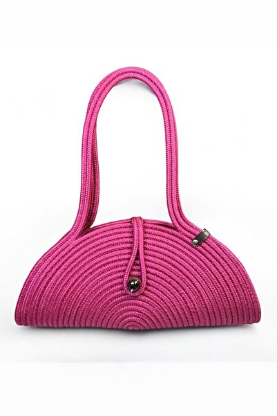 MaVaux Mia Natural Wooden Beaded Straw Look Shoulder Bag