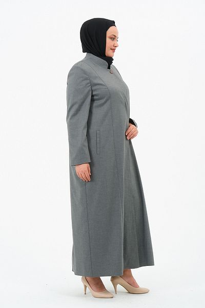 GLR&GYM Fercan Women's Large Size Oversized Collar Buttoned Lined Mother's Linen Oversuit