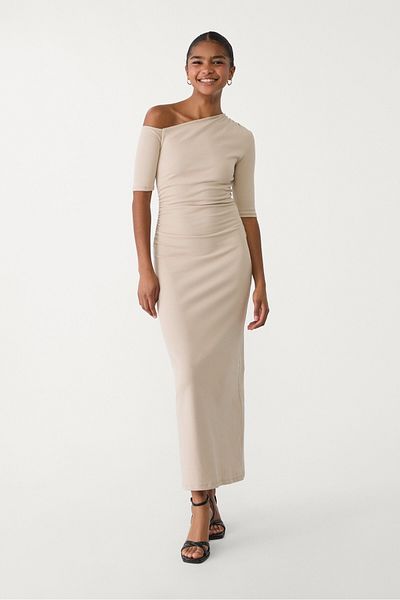 Stradivarius Long dress with an asymmetric neckline ADHA