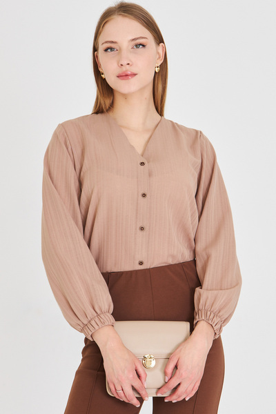 armonika Women's Light Mink Sleeve Elastic Wrap Shirt Arm-24K001002