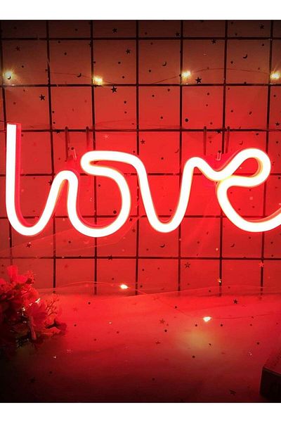 Generic Vitacelli Love Neon Signs, LED Light for Wall Decor, Battery or USB Powered Red Signs Wedding, Bedro