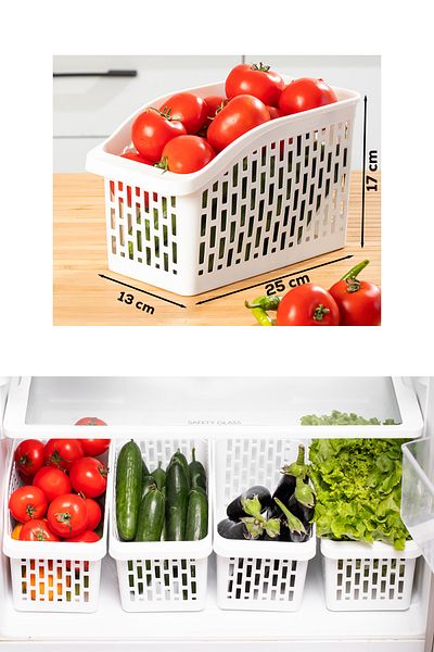 Porsima Org-23 4-Piece White Plastic Storage Box - Multi-Purpose In-Cabinet Organizer Basket