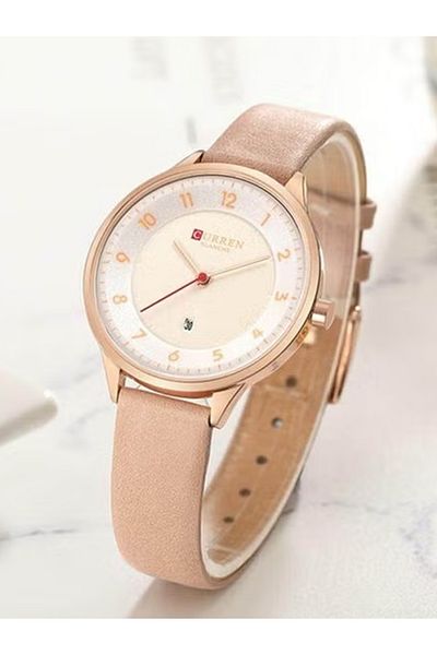 Curren 9035 Women’s Leather Watch | Simple Quartz Dress Watch with Date Display