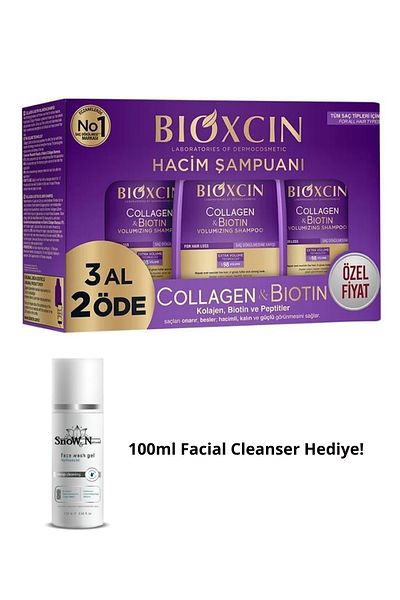 Bioxcin Shampoo with Collagen & Biotin for Thin & Sparse Hair 300ml Buy 3 Get 2 + 100ml Gel Gift