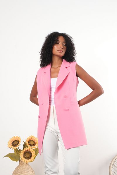 Bolivente Women's Long Double Breasted Woven Vest