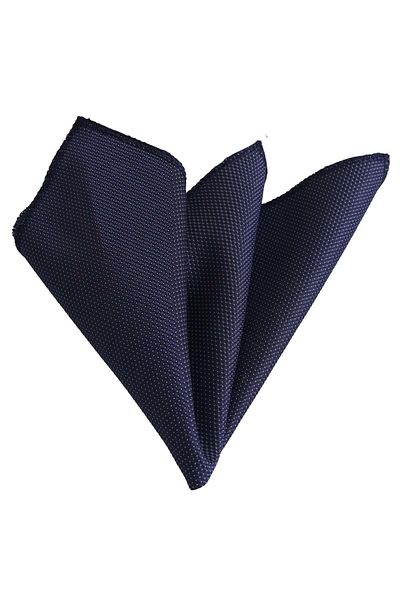 Exve Exclusive Navy Blue Bird Eye Patterned Jacquard Woven Collar Handkerchief