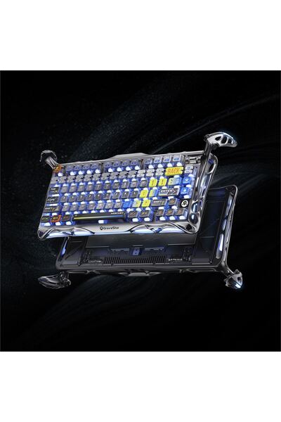 Gravastar Mercury K1 Pro+X Kablosuz RGB Işıklı Mekanik Q Gaming Klavye ve Optik Mouse Seti, Uzay Gri