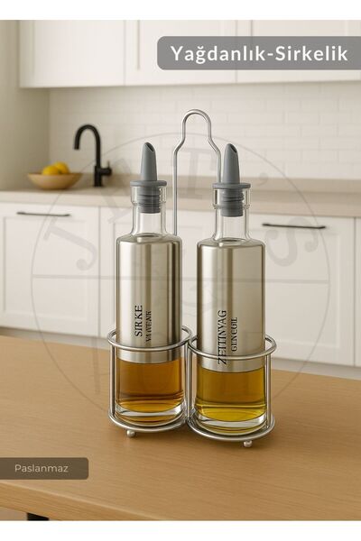 Jet's Home Stainless Vinegar Steel Oil Pot Set - 300 ml Set of 2