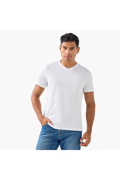 FAV Set of 2 - Slim Fit T-shirt with V-neck and Short Sleeves