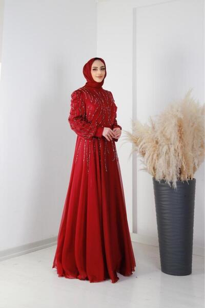 AbiyeSultan Women's Plus Size Evening Dress - Besna Organza Plus Size Evening Dress - Hijab Plus Size Evening Dress