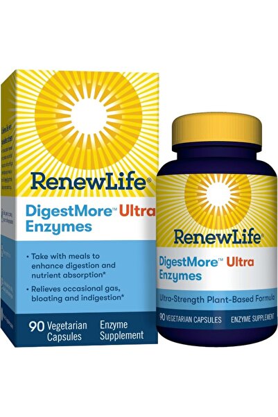 Renew Life Adult Digestmore Ultra Enzyme Supplement Vegetarian Capsules, 90 C...