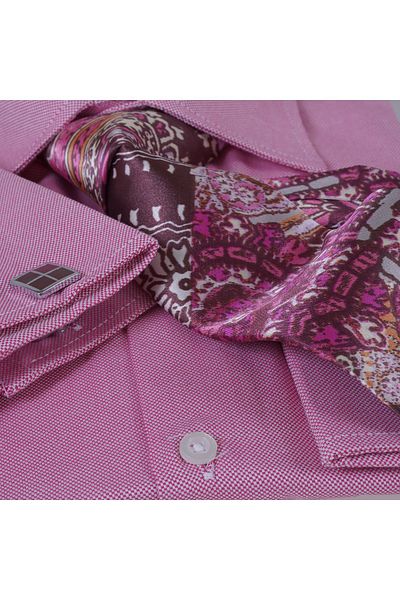 Exve Exclusive Pink Elegant Oxford Gift Boxed Double Cuff Shirt Cufflinks and Tie Set
