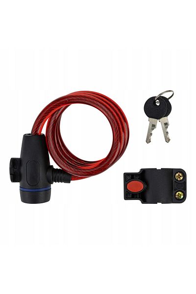 OEM Anti-theft lock with 2 keys for bicycles and motorcycles, 100 cm long, 12 mm thick, red
