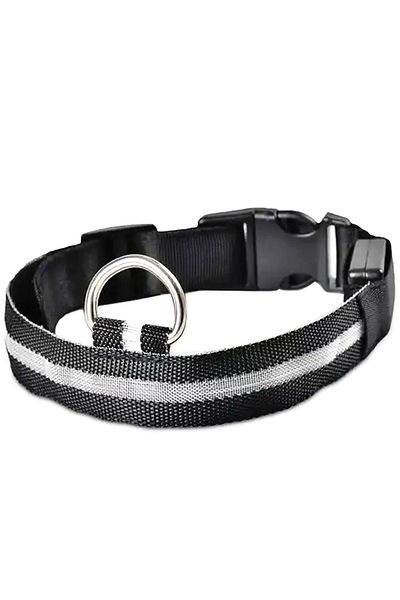 OEM Zgarda cu iluminare LED pentru caini si pisici, marimea M 46-54 cm, negru