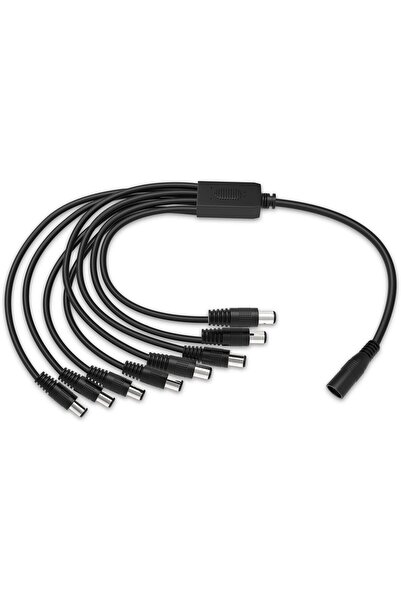 Generic محول طاقة وكابل مقسم 8 اتجاهات لجهاز تسجيل الفيديو الرقمي/كاميرا المراقبة، تيار متردد 100-240 فولت إلى تيار مستمر 12 فولت، 5 أمبير