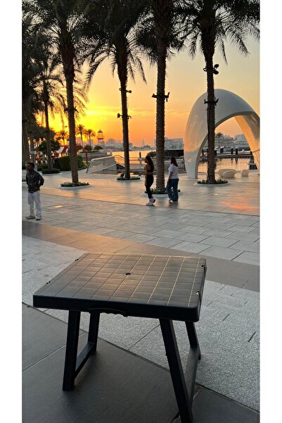 erk mobilya (Antrasi̇t Gri̇ Renk) Portatif Plastik Katlanabilir Sehpa, Kamp P...