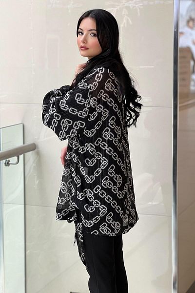 Ghisa Leopard Chiffon Jacket with Collar Detail