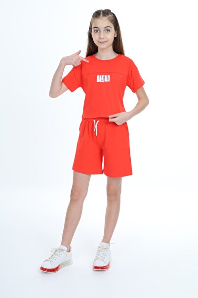 Toontoy Girl's Crop Aloha Printed Shorts Set