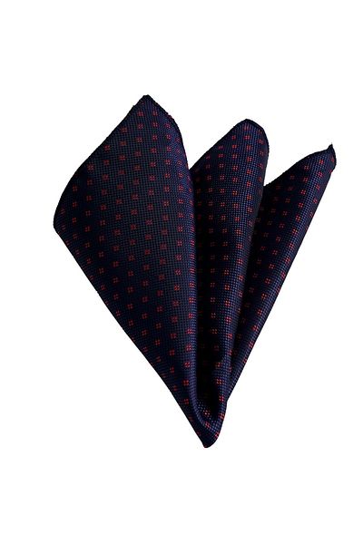 Exve Exclusive Navy Blue Red Floral Patterned Elegant Jacquard Collar Handkerchief
