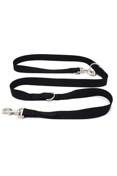 Nuxie Lesa reglabila pentru caini, inel pentru dublare lesa, 5 m, latime 2.5 cm, negru