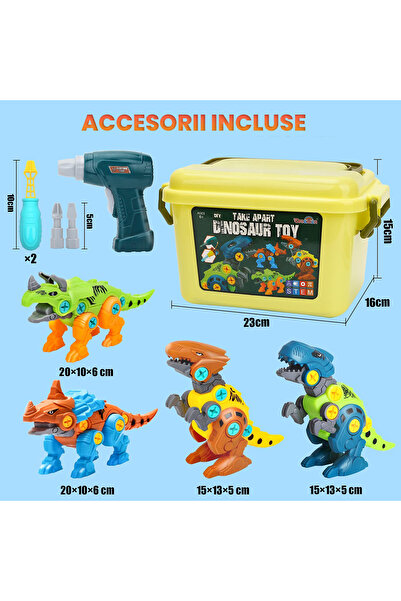Pitikot Set de asamblare dinozauri Pitikot®, educational STEM pentru baieti si fete 3-8 ani
