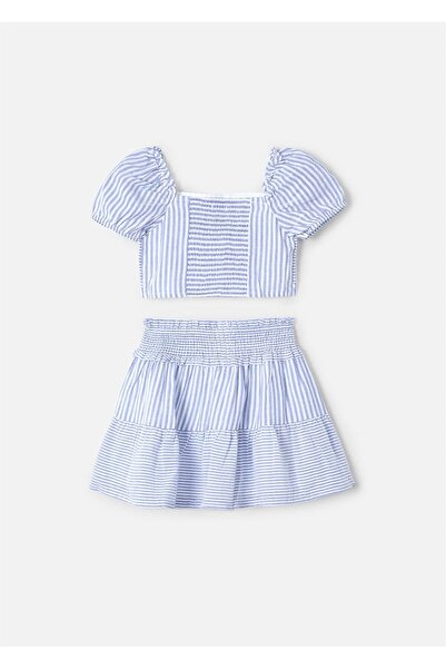 MAYORAL Fusta cu dungi și costum crop pentru fete, albastru 3945