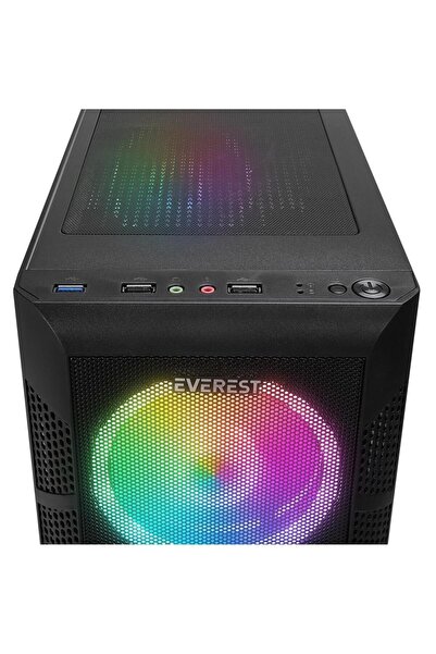 Genel Markalar CREST V1 Mesh Temperli Camlı 4x12cm Auto RGB Fan ATX Mid-T Gam...