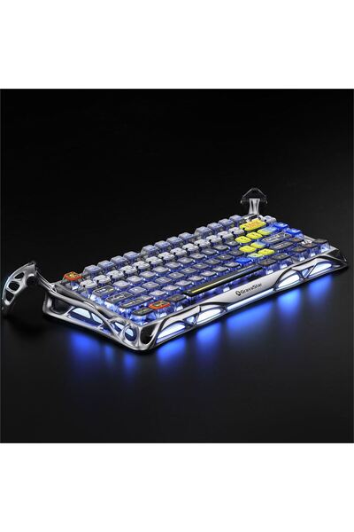 Gravastar Mercury K1 Pro+X Kablosuz RGB Işıklı Mekanik Q Gaming Klavye ve Optik Mouse Seti, Uzay Gri