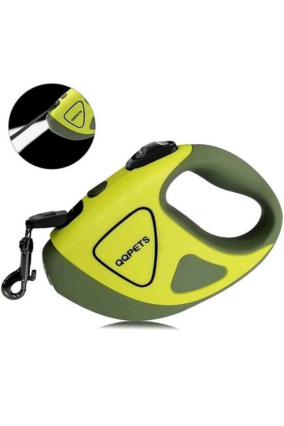 OEM Lesa pentru caini si pisici cu lanterna, 5 m, greutate maxima 50 kg, verde