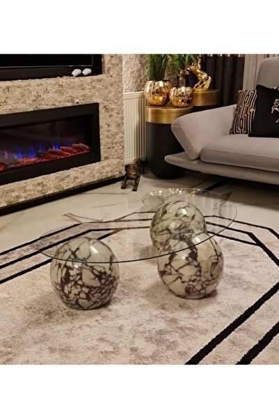 Sümeyra Marble Art Viola - Mermer Orta Sehpa Küre Ayaklı