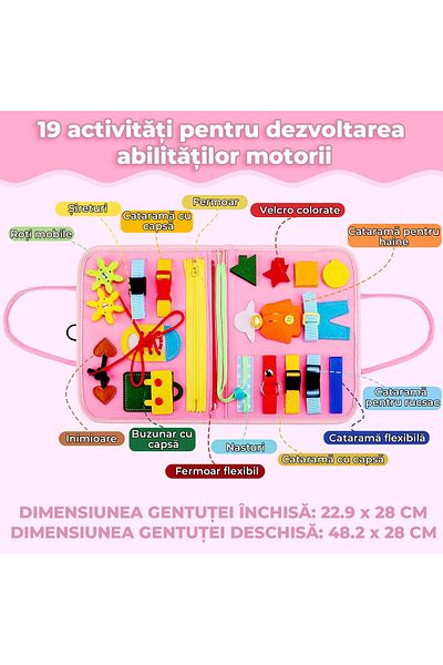 Pitikot Jucarie interactiva Pitikot®, educationala, senzoriala, Busy Board, Montessori