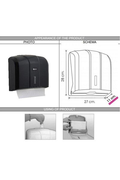 Vialli Kh300B Z-Fold Paper Towel Dispenser 300 Pcs Black