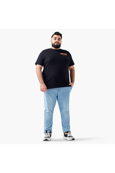 FAV Plus Size Slogan Print T-shirt with Crew Neck and Short Sleeves