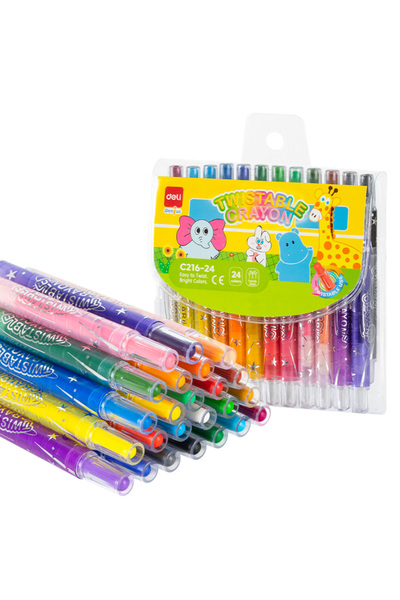 Deli Creioane cerate retractabile 24 de culori Deli