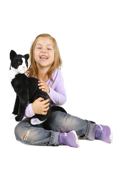 hediyecik Toy Real Looking Standing Plush Tuxedo Cat 45 cm