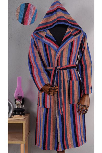Güvenal Μπουρνούζι με κουκούλα RAINBOW Cotton Striped |   Σετ μπουρνούζι |   Παντόφλες |   Δώρο
