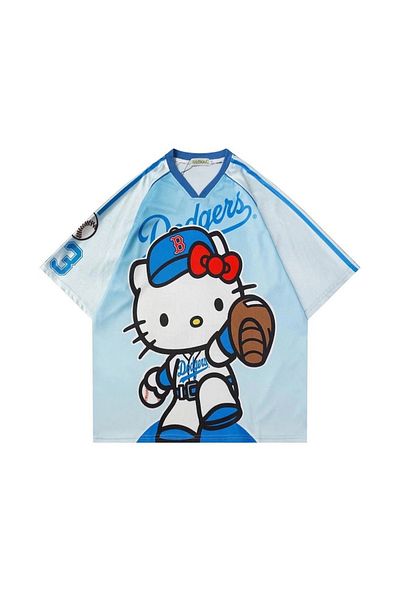 1blood Φανέλα μπέιζμπολ με λαιμόκοψη Hello Kitty