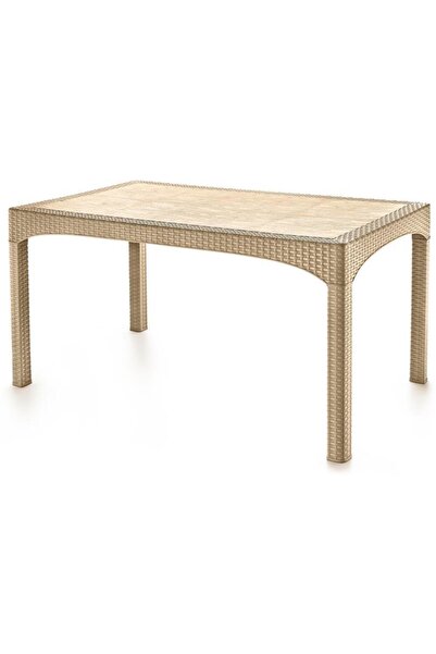 Omnipazar SY-2587 Bej Rattan Dikdörtgen Kapalı Masa 51667
