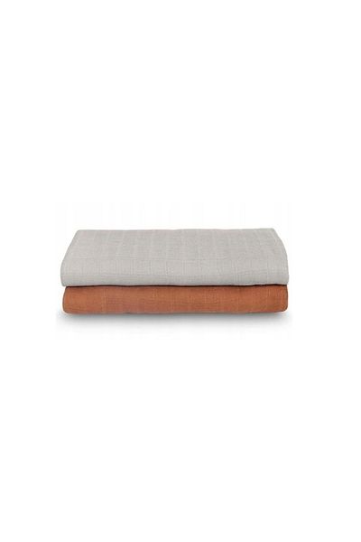 Jollein Set 2 pături de înfășat pentru bebeluși, Jollein, Bambus, 115 x 115 cm, Caramel/Gri