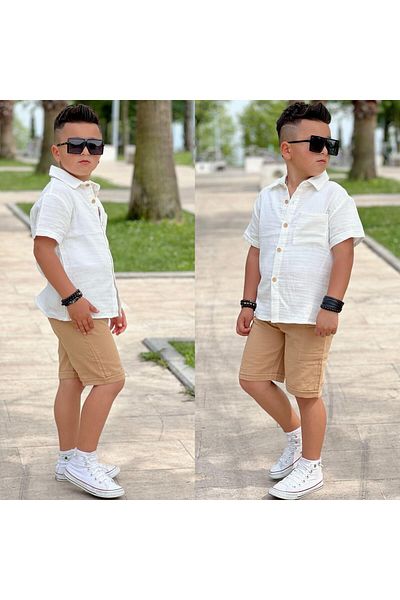 KOKOŞ BEBEK Muslin Shirt Shorts Set
