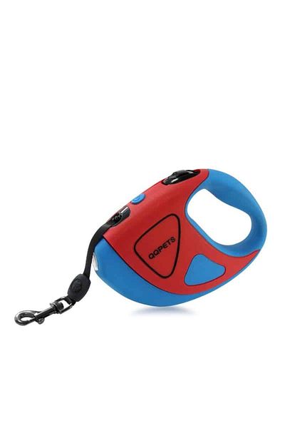 OEM Lesa pentru caini si pisici cu lanterna, 5 m, greutate maxima 50 kg, albastru/rosu