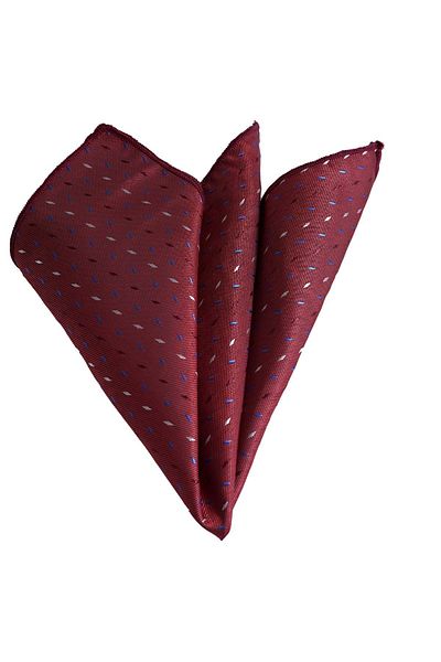 Exve Exclusive Blue and White Geometric Pattern Jacquard Collar Handkerchief in Burgundy
