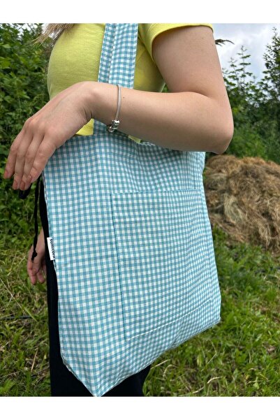 Sumicorn Design حقيبة قماش صديقة للبيئة من القماش القطني الفيروزي، حقيبة يد و...